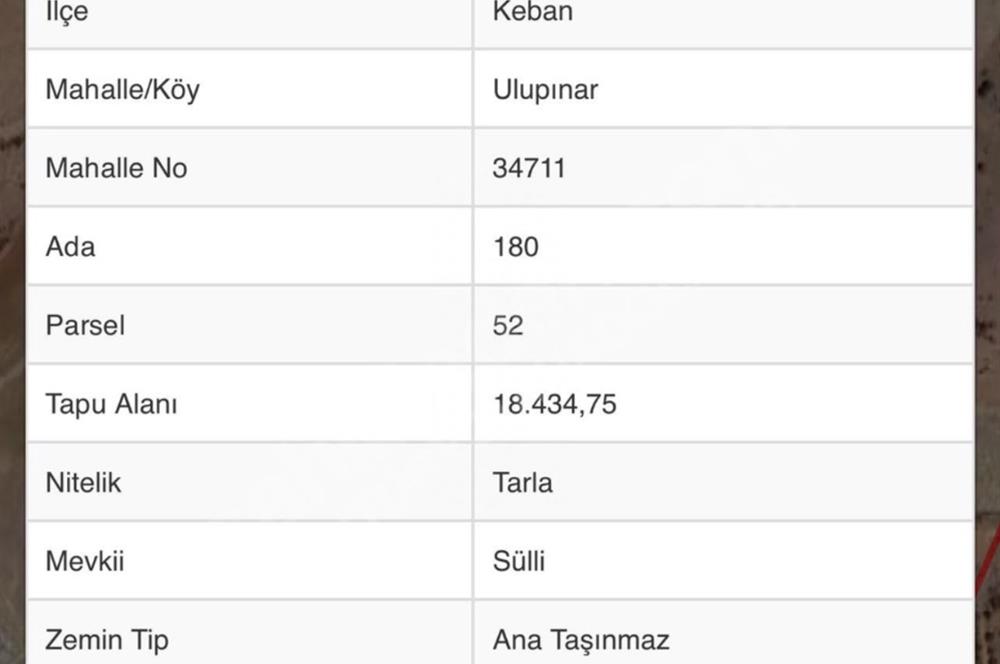 ELAZIG KEBAN'DA SATILIK TARLA